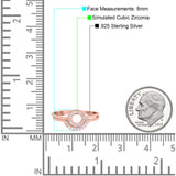 O Ring Band Set Open Circle Round Simulated Cubic Zirconia 925 Sterling Silver