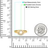 O Ring Band Set Open Circle Round Simulated Cubic Zirconia 925 Sterling Silver