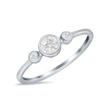 Three Stone Bezel Thumb Ring Band Simulated Cubic Zirconia 925 Sterling Silver