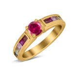 Soliaire Accent Multicolored Simulated Cubic Zirconia Ring 925 Sterling Silver