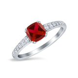 Cushion Cut Bridal Wedding Ring Simulated Cubic Zirconia 925 Sterling Silver