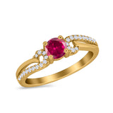 Engagement Bridal Ring Round Simulated Cubic Zirconia 925 Sterling Silver