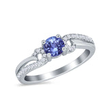 Engagement Bridal Ring Round Simulated Cubic Zirconia 925 Sterling Silver