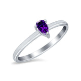 Petite Dainty Teardrop Wedding Ring Simulated Cubic Zirconia 925 Sterling Silver