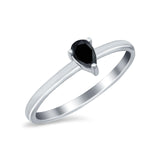 Petite Dainty Teardrop Wedding Ring Simulated Cubic Zirconia 925 Sterling Silver