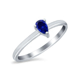 Petite Dainty Teardrop Wedding Ring Simulated Cubic Zirconia 925 Sterling Silver