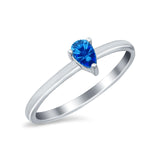 Petite Dainty Teardrop Wedding Ring Simulated Cubic Zirconia 925 Sterling Silver