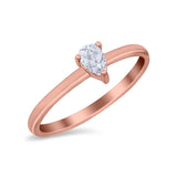 Petite Dainty Teardrop Wedding Ring Simulated Cubic Zirconia 925 Sterling Silver