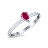 Petite Dainty Teardrop Wedding Ring Simulated Cubic Zirconia 925 Sterling Silver