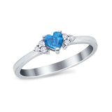 Engagement Heart Promise Ring Round Simulated Cubic Zirconia 925 Sterling Silver