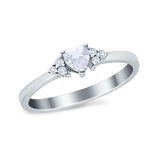Engagement Heart Promise Ring Round Simulated Cubic Zirconia 925 Sterling Silver