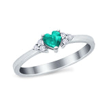 Engagement Heart Promise Ring Round Simulated Cubic Zirconia 925 Sterling Silver