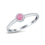 Petite Dainty Wedding Ring Bezel Simulated Cubic Zirconia 925 Sterling Silver