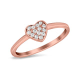 Heart Promise Ring Pave Round Simulated Cubic Zirconia 925 Sterling Silver