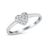 Heart Promise Ring Pave Round Simulated Cubic Zirconia 925 Sterling Silver