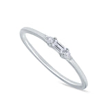 Petite Dainty Band Ring Baguette Simulated Cubic Zirconia 925 Sterling Silver