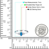 Marquise Art Deco Engagement Ring Round 3 Stone Simulated Cubic Zirconia 925 Sterling Silver