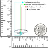 Marquise Art Deco Engagement Ring Round 3 Stone Simulated Cubic Zirconia 925 Sterling Silver