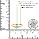 Marquise Art Deco Engagement Ring Round 3 Stone Simulated Cubic Zirconia 925 Sterling Silver