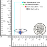 Marquise Art Deco Engagement Ring Round 3 Stone Simulated Cubic Zirconia 925 Sterling Silver
