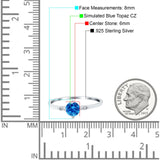 Three Stone Art Deco Engagement Ring Round Simulated Cubic Zirconia 925 Sterling Silver