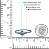 Three Stone Art Deco Engagement Ring Round Simulated Cubic Zirconia 925 Sterling Silver