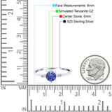Three Stone Art Deco Engagement Ring Round Simulated Cubic Zirconia 925 Sterling Silver