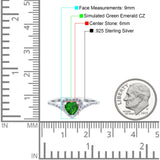 Halo Heart Art Deco Wedding Bridal Ring Round Simulated Cubic Zirconia 925 Sterling Silver