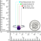 Art Deco Wedding Engagement Bridal Ring Round Simulated Cubic Zirconia 925 Sterling Silver