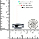Art Deco Two Piece Wedding Bridal Ring Band Round Simulated Cubic Zirconia 925 Sterling Silver