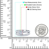 Art Deco Two Piece Wedding Bridal Ring Band Round Simulated Cubic Zirconia 925 Sterling Silver
