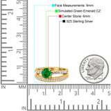 Art Deco Two Piece Wedding Bridal Ring Band Round Simulated Cubic Zirconia 925 Sterling Silver