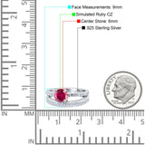 Art Deco Two Piece Wedding Bridal Ring Band Round Simulated Cubic Zirconia 925 Sterling Silver