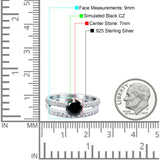 Two Piece Art Deco Wedding Engagement Bridal Ring Round Simulated Cubic Zirconia 925 Sterling Silver