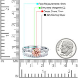 Two Piece Art Deco Wedding Engagement Bridal Ring Round Simulated Cubic Zirconia 925 Sterling Silver