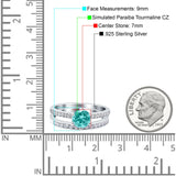 Two Piece Art Deco Wedding Engagement Bridal Ring Round Simulated Cubic Zirconia 925 Sterling Silver