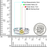 Two Piece Art Deco Wedding Engagement Bridal Ring Round Simulated Cubic Zirconia 925 Sterling Silver