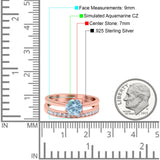 Two Piece Art Deco Wedding Engagement Bridal Ring Round Simulated Cubic Zirconia 925 Sterling Silver