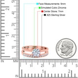 Two Piece Art Deco Wedding Engagement Bridal Ring Round Simulated Cubic Zirconia 925 Sterling Silver