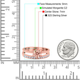 Two Piece Art Deco Wedding Engagement Bridal Ring Round Simulated Cubic Zirconia 925 Sterling Silver