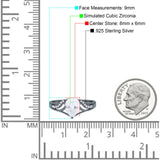 Teardrop Dainty Art Deco Pear Wedding Engagement Bridal Ring Round Simulated Cubic Zirconia 925 Sterling Silver