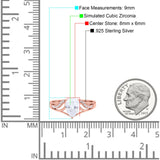 Teardrop Dainty Art Deco Pear Wedding Engagement Bridal Ring Round Simulated Cubic Zirconia 925 Sterling Silver