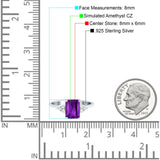 Emerald Cut Art Deco Wedding Engagement Ring Round Simulated Cubic Zirconia 925 Sterling Silver