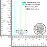 Art Deco Wedding Engagement Bridal Ring Round Simulated Cubic Zirconia 925 Sterling Silver