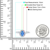 Halo Oval Art Deco Wedding Engagement Bridal Ring Round Simulated Cubic Zirconia 925 Sterling Silver