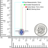 Halo Oval Art Deco Wedding Engagement Bridal Ring Round Simulated Cubic Zirconia 925 Sterling Silver