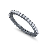 Full Eternity Wedding Band Round Simulated CZ Ring 925 Sterling Silver