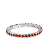 Full Eternity Wedding Band Round Simulated CZ Ring 925 Sterling Silver