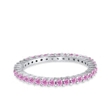 Full Eternity Wedding Band Round Simulated CZ Ring 925 Sterling Silver