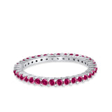 Full Eternity Wedding Band Round Simulated CZ Ring 925 Sterling Silver
